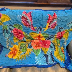 Vibrant Floral and Butterfly Sarong